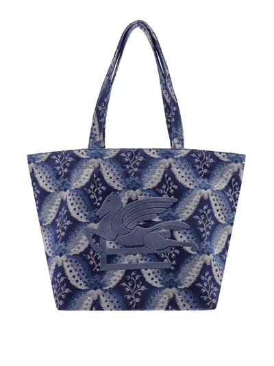 Shop Etro Jacquard Fabric Bag Floralia Print In Blue