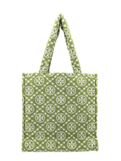 Shop Tory Burch Terry Shoulder Bag All-over T-monogram Print In Green