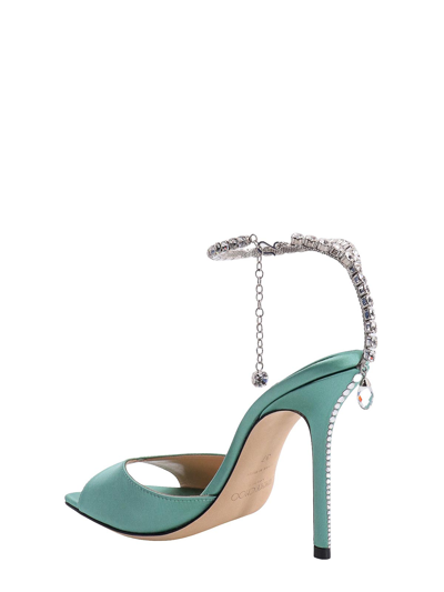 Jimmy Choo Satin Sandals With Rhinestone Detail In Green