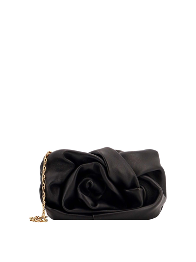 Shop Burberry Leather Clutch With Metal Shoulder Strap In Black