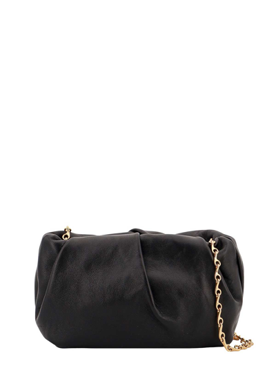 Shop Burberry Leather Clutch With Metal Shoulder Strap In Black