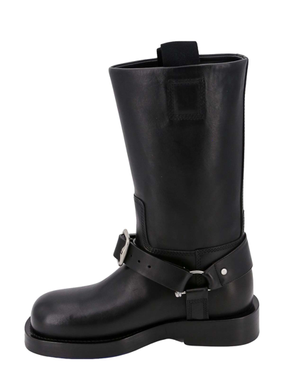 Burberry Strap Detail Leather Boots In Black