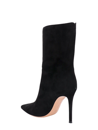 Shop Gianvito Rossi Suede Boots With Metal Logo On The Side In Black