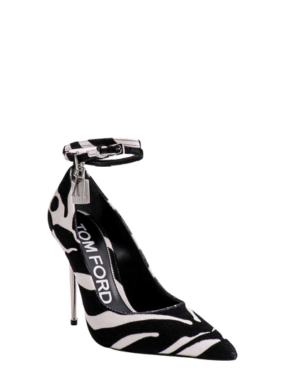 Tom Ford Padlock Zebra-print Velvet Pumps In Black