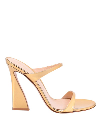 Shop Gianvito Rossi Laminated Leather Sandals In Gold