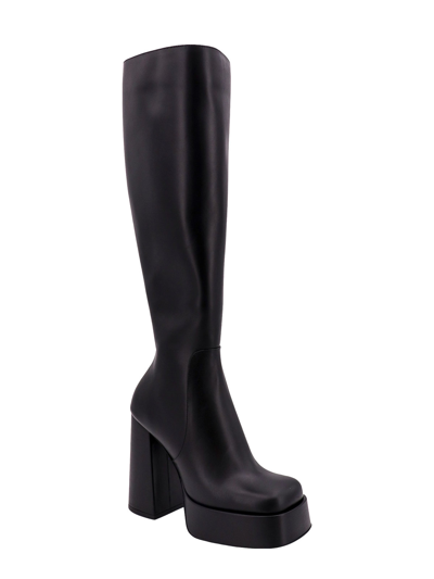 Shop Versace Leather Boots In Black