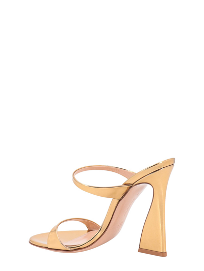Shop Gianvito Rossi Laminated Leather Sandals In Gold