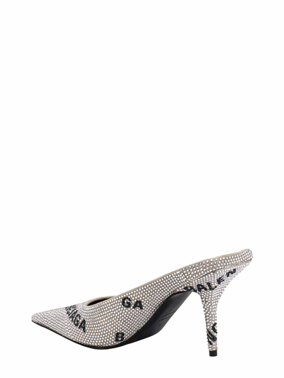 Shop Balenciaga Suede Mule With All-over Rhinestones In Silver