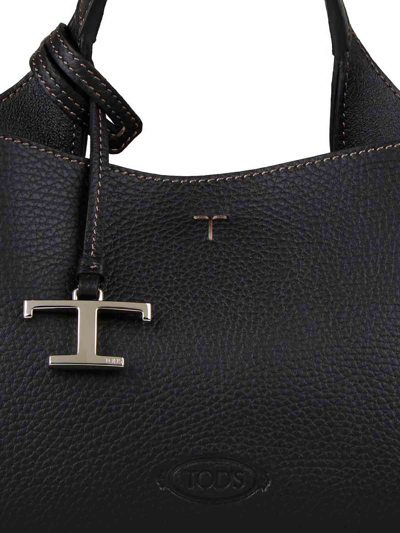 Shop Tod's T Timeless Micro Leather Handbag In Black