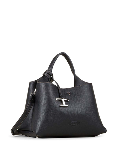 Shop Tod's T Timeless Micro Leather Handbag In Black