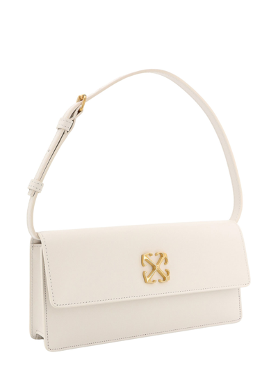 Shop Off-white Leather Shoulder Bag With Metal Arrow Logo In White