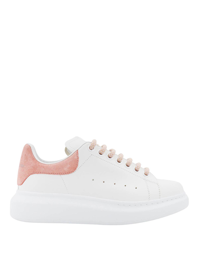 Shop Alexander Mcqueen Leather Sneakers With Suede Patch In White
