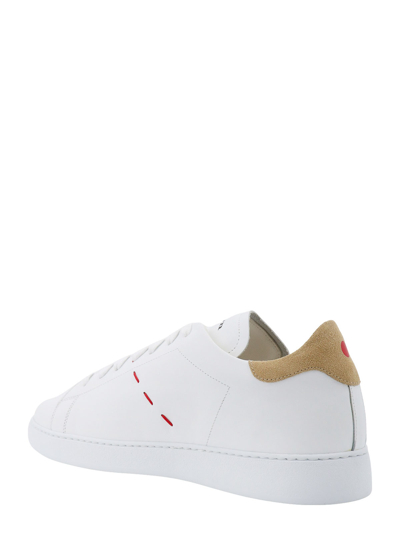Shop Kiton Leather Sneakers With Embroidered Monogram In White