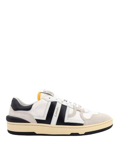 Shop Lanvin Nylon And Leather Sneakers In White