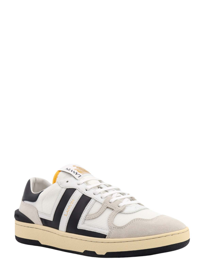 Lanvin Black And White Leather Clay Low Mesh Sneakers In White
