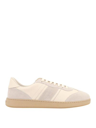 Shop Ferragamo Leather And Suede Sneakers In Beige