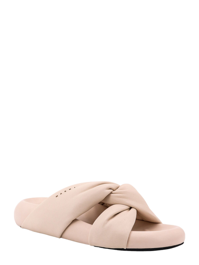 Shop Marni Leather Sandals In Beige