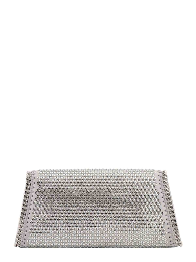 Shop Stella Mccartney Satin Clutch With Sequins In Grey