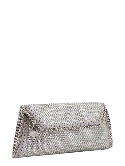 Shop Stella Mccartney Satin Clutch With Sequins In Grey