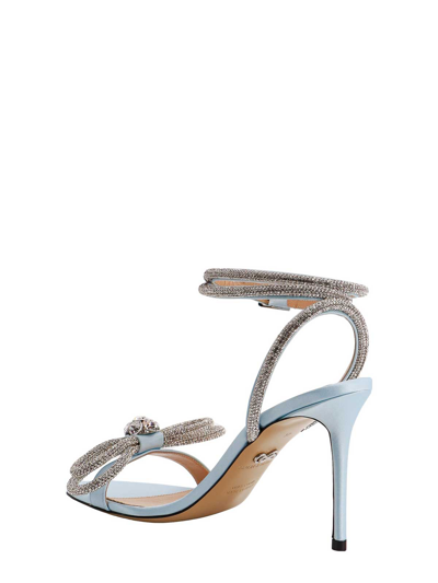 Shop Mach & Mach Satin Sandals With Rhinestones In Blue