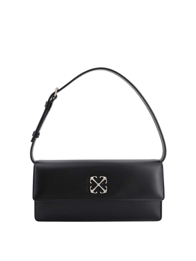 Shop Off-white Leather Shoulder Bag With Metal Arrow Logo In Black