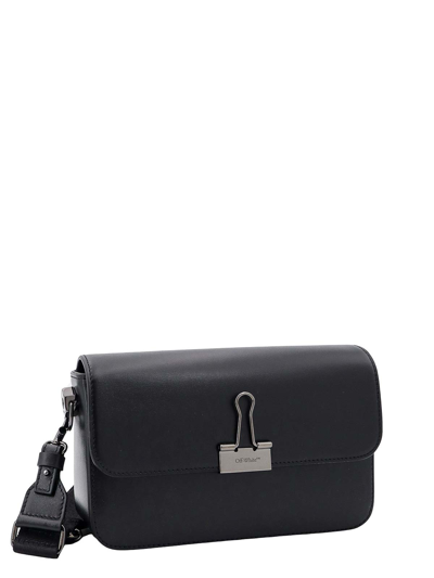 Shop Off-white Leather Shoulder Bag With Engraved Logo In Black