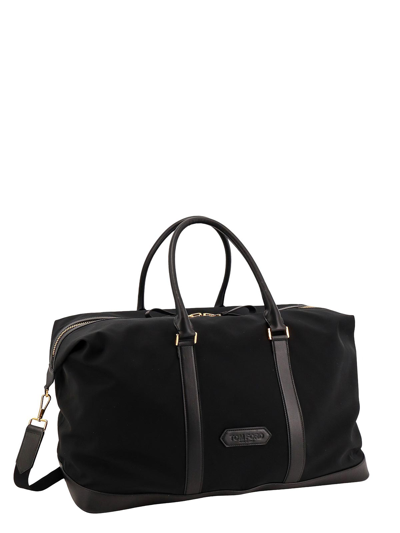 Shop Tom Ford Recycled Nylon Duffle Frontal Logo In Black