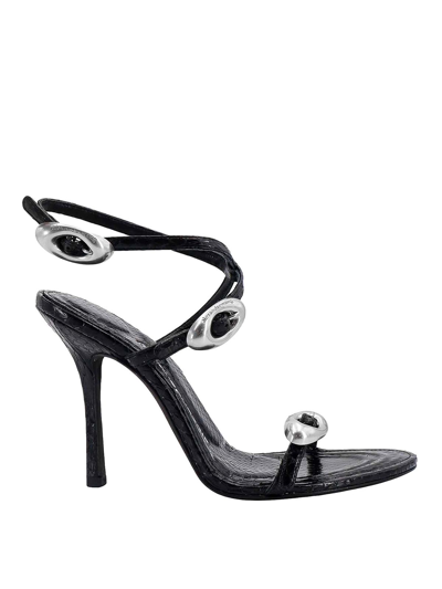 Shop Alexander Wang Leather Sandals With Croco Print In Black