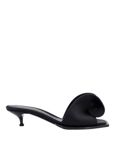 Alexander Mcqueen Mules With Silk Detail In Black