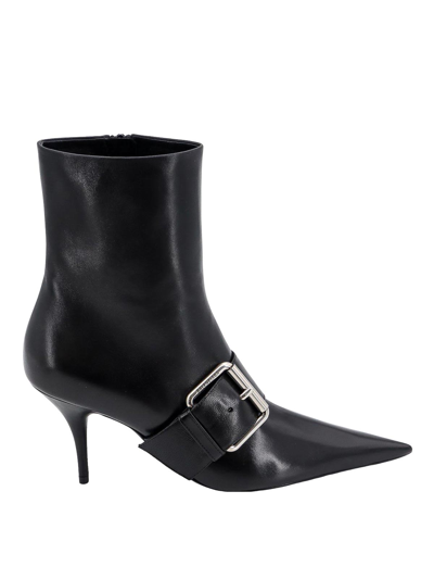 Shop Balenciaga Leather Ankle Boots With Maxi Buckle In Black