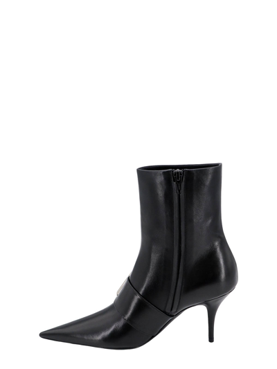 Shop Balenciaga Leather Ankle Boots With Maxi Buckle In Black