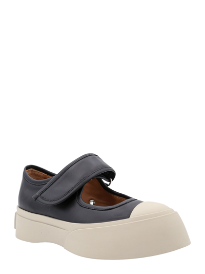 Shop Marni Leather Sneakers In Black