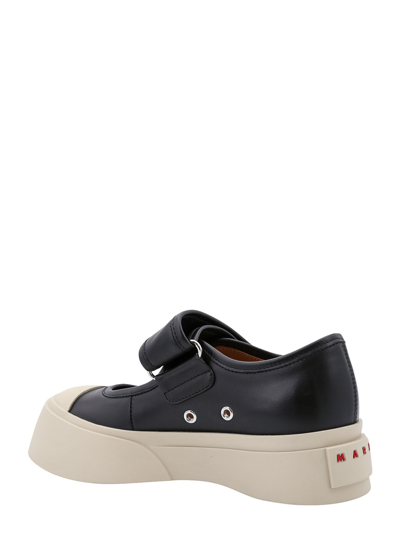 Shop Marni Leather Sneakers In Black