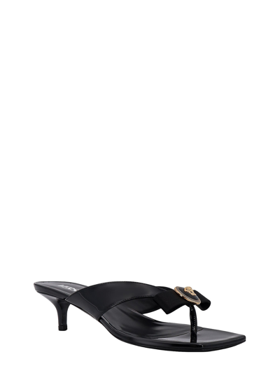Shop Versace Patent Leather Sandals In Black
