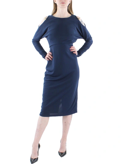 Shop Lauren Ralph Lauren Womens Jersey Stretch Midi Dress In Blue