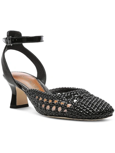 Shop Donald J Pliner Womens Faux Leather Ankle Strap Kitten Heels In Black