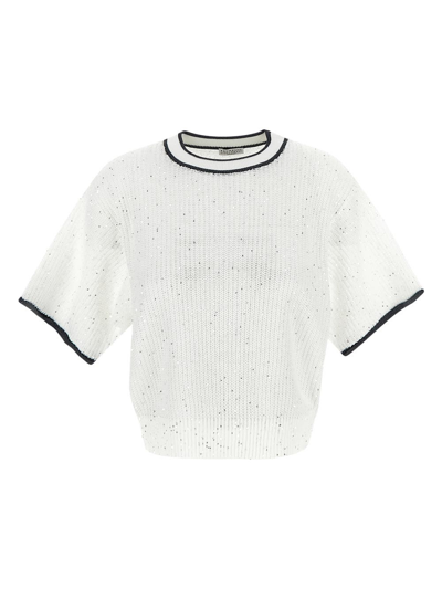 Shop Brunello Cucinelli Linen Sweater In White