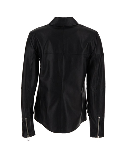 Shop Sportmax Gel Leather Jacket In Black