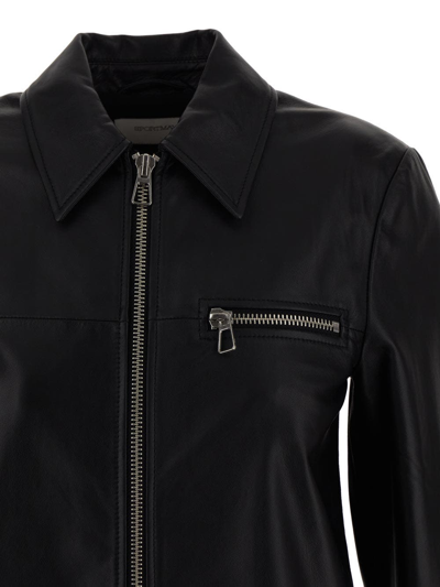 Shop Sportmax Gel Leather Jacket In Black