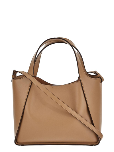 Shop Stella Mccartney Logo Crossbody Bag In Beige