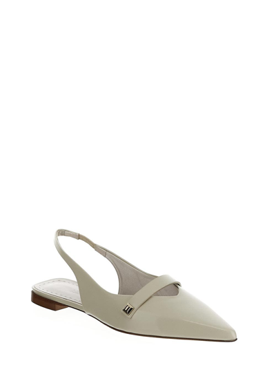 Shop Max Mara Flat Leather Sandals In White