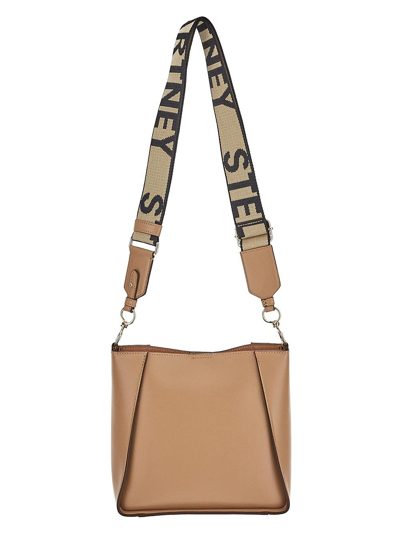 Shop Stella Mccartney Logo Shoulder Bag In Beige