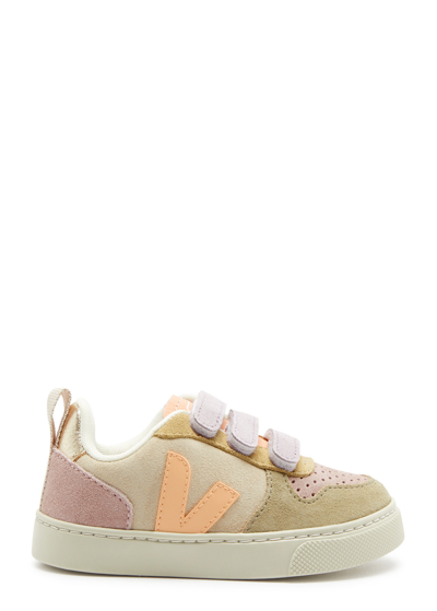 Shop Veja Kids V-10 Panelled Suede Sneakers (it22-it27) In Pink