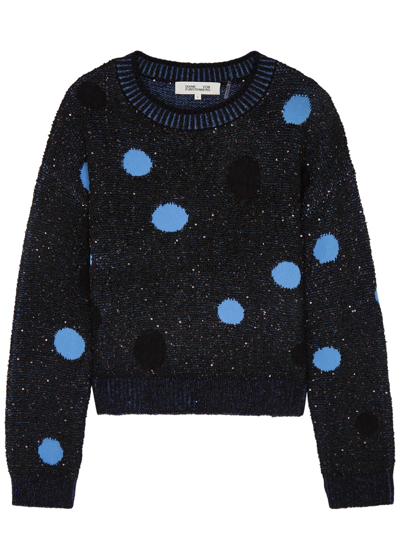 Shop Diane Von Furstenberg Phillipa Polka-dot Knitted Jumper In Black