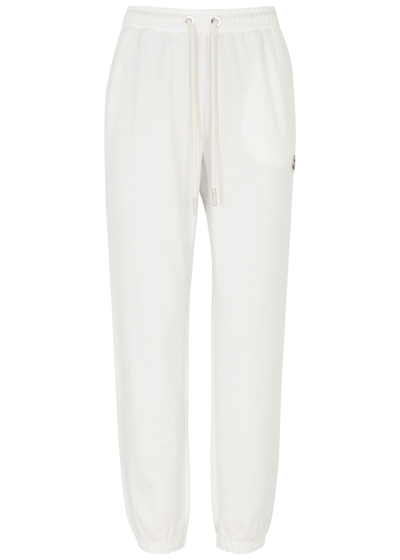Shop Moncler Logo Cotton Sweatpants In White