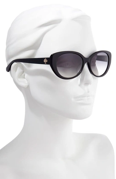 Shop Kate Spade Everett 56mm Special Fit Gradient Cat Eye Sunglasses In Black/ Dkgrey Gradient