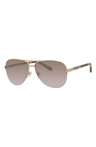 Shop Kate Spade 57mm Bethannos Aviator Sunglasses In Gold/ Brwn Sh Slvr Mr