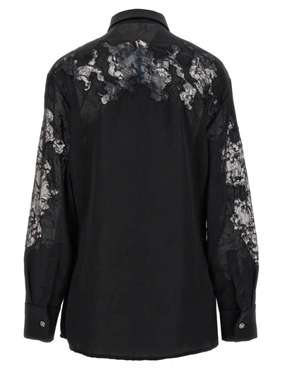 Shop Versace Satin Lace Shirt Shirt, Blouse Black