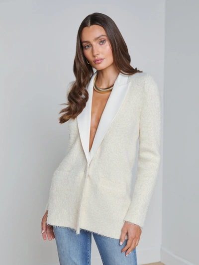 Shop L Agence Baileigh Textured Knit Blazer In Ivory