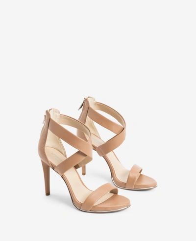 Kenneth Cole Brooke Cross Strap Heeled Sandal In Latte